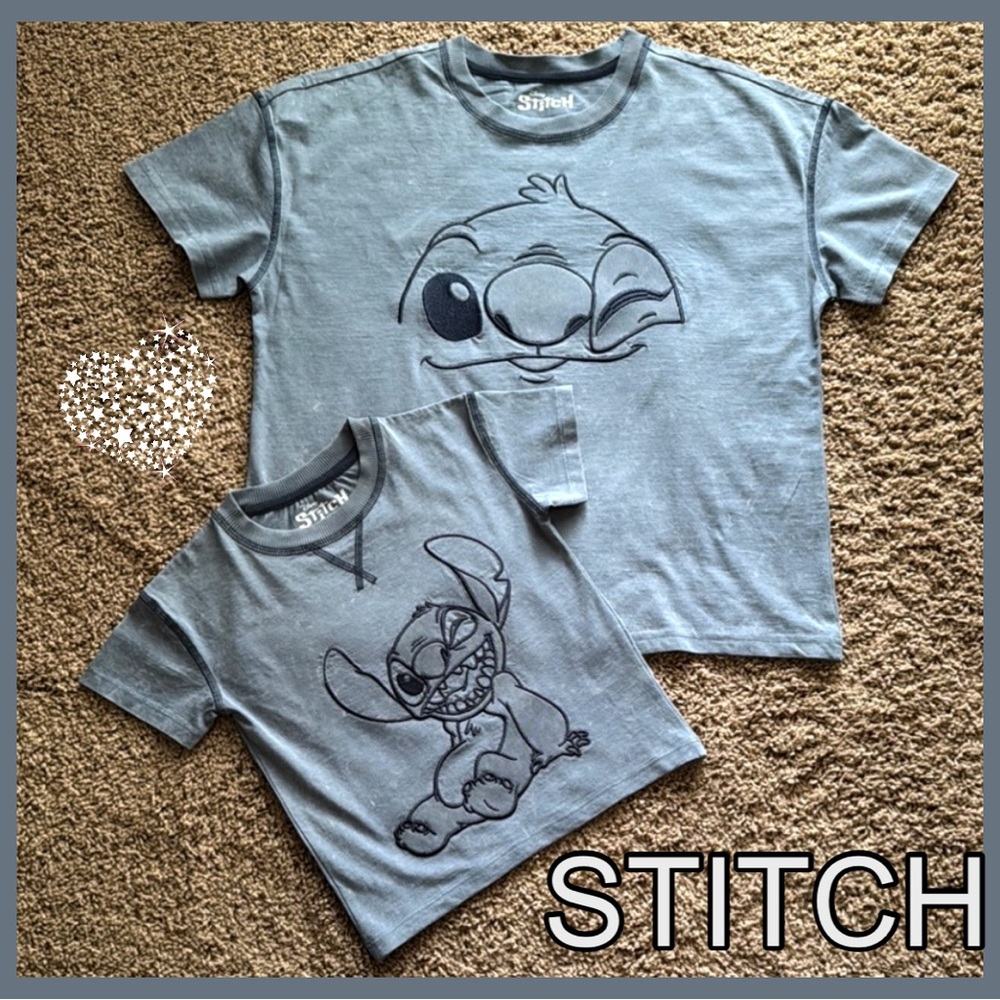 🩶Disney STITCH Mommy & Me Kids Gray T-Shirt Set ~ Ladies Sm & Child’s Sz 3T